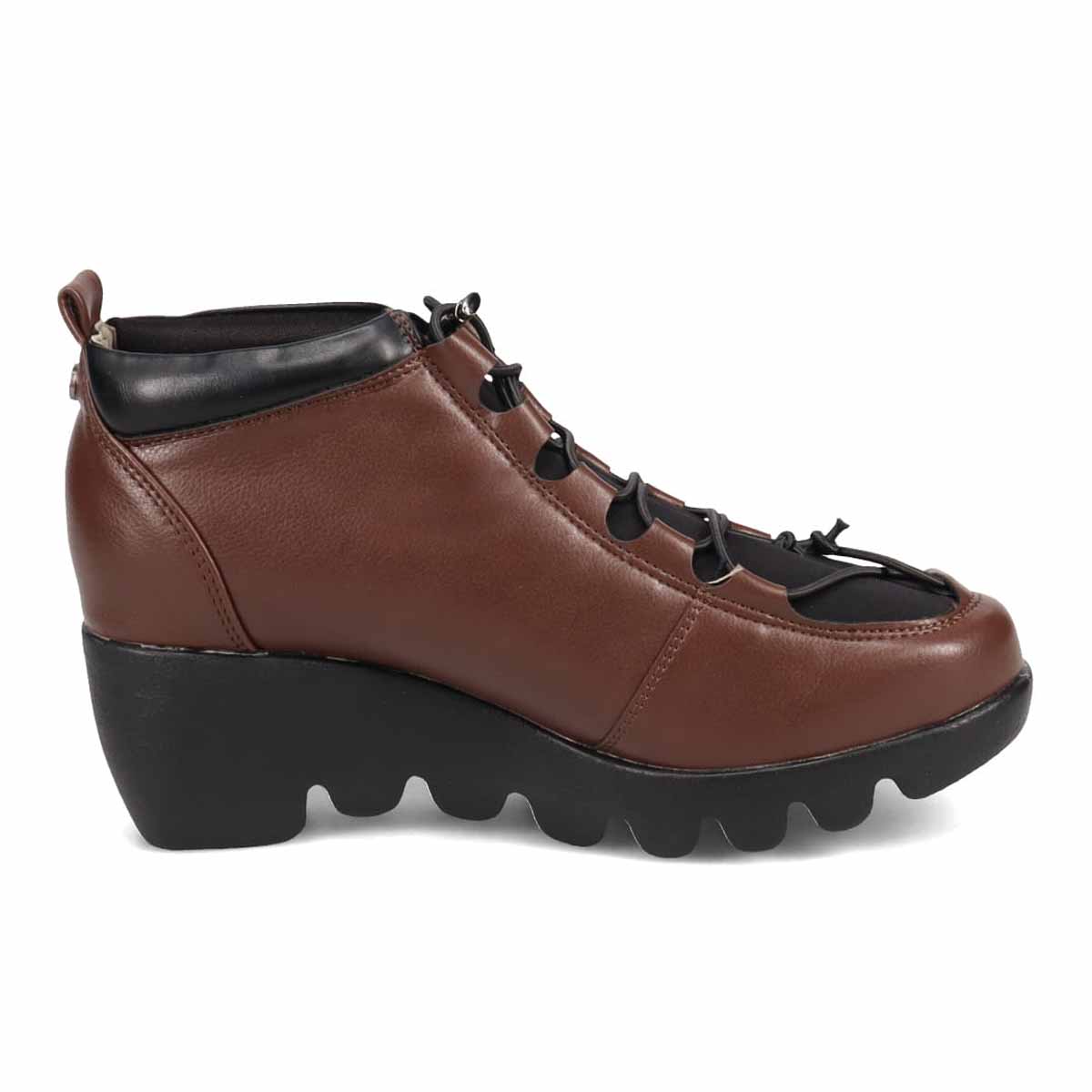 【撥水加工】HIROKO KOSHINO FEMME　ウェーブソール レースアップカジュアルアンクルブーツ　HRL1001 D-BROWN M　(23.0～23.5)
