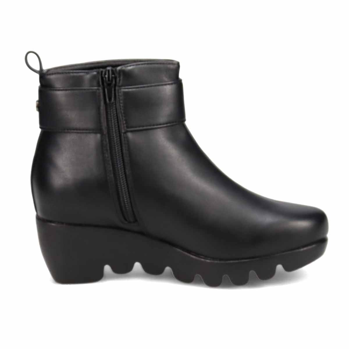 【撥水加工】HIROKO KOSHINO FEMME　ウェーブソール カジュアルショートブーツ　HRL1002 BLACK M　(23.0～23.5)