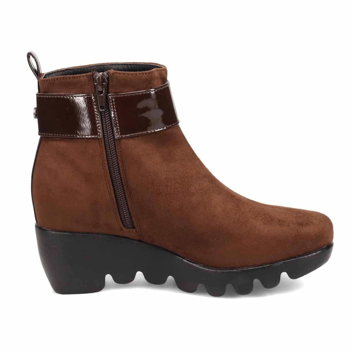 【撥水加工】HIROKO KOSHINO FEMME　ウェーブソール カジュアルショートブーツ　HRL1002 D-BROWN-SILKY M　(23.0～23.5)