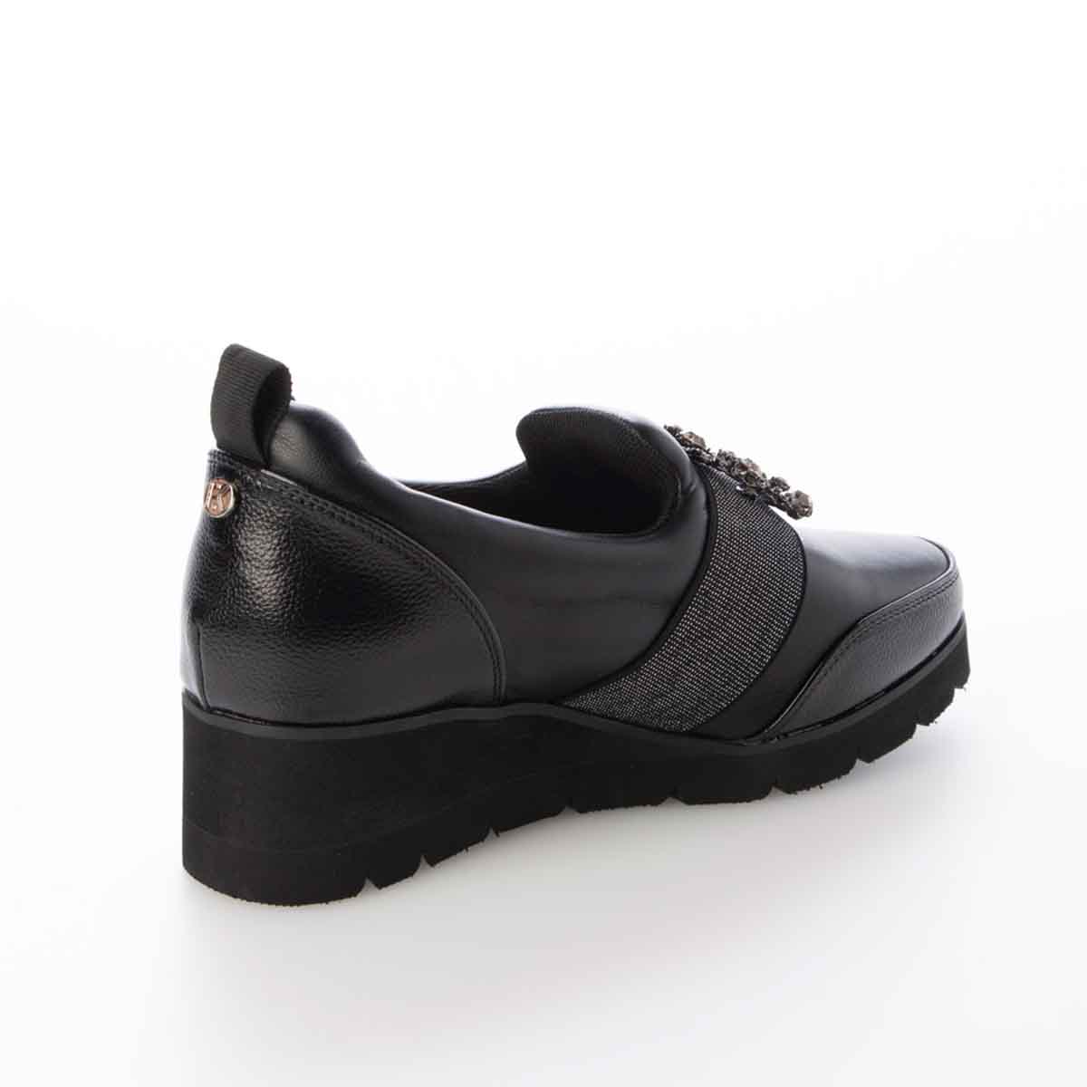 【撥水加工】HIROKO KOSHINO FEMME　ビジューオーナメントが綺麗なエレガンスカジュアルシューズ　HRL1004 BLACK M　(23.0～23.5)