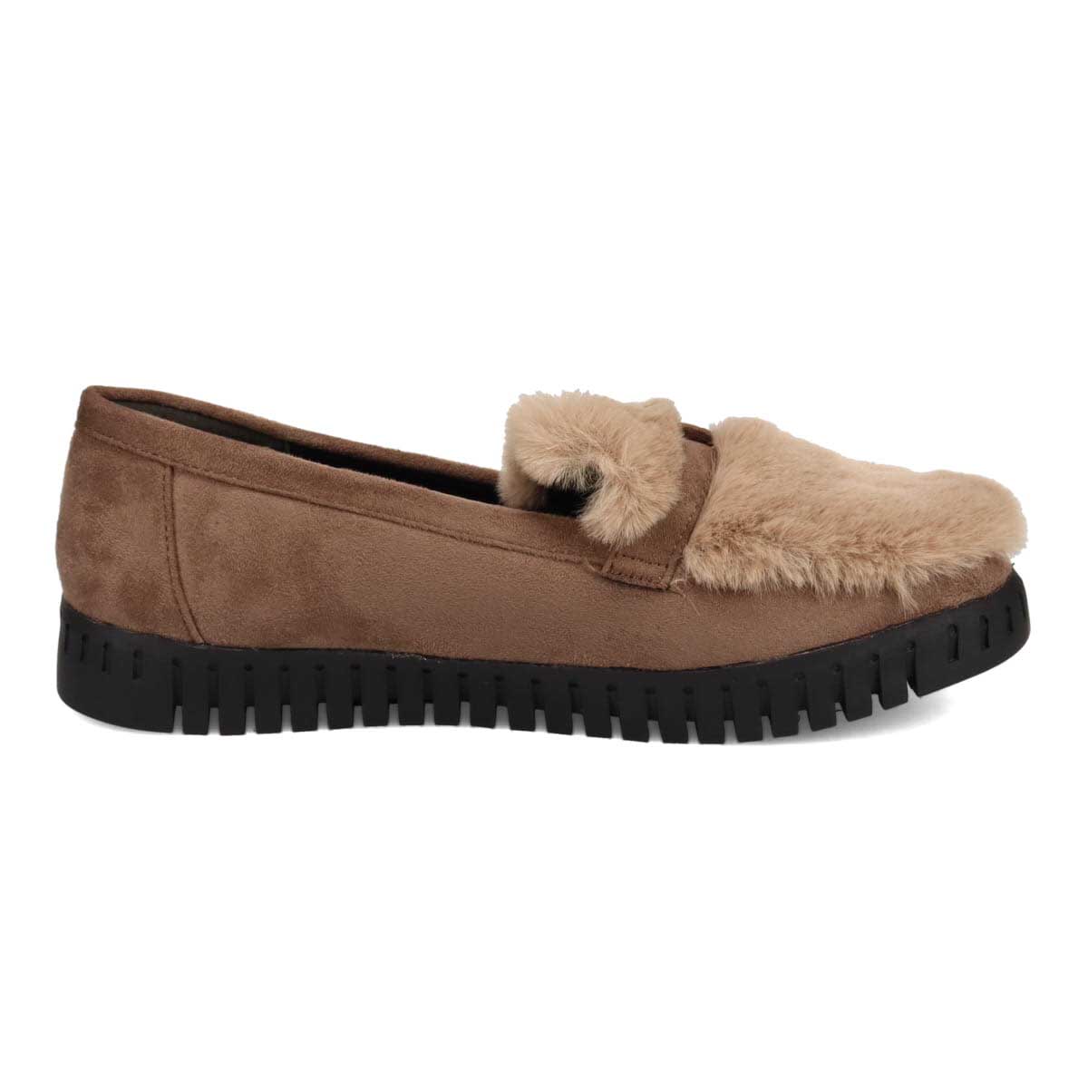【撥水加工】HIROKO KOSHINO FEMME　モカにファーをあしらったフェミニンテイスト モカシンシューズ　HRL1010 D-OAK M　(23.0～23.5)