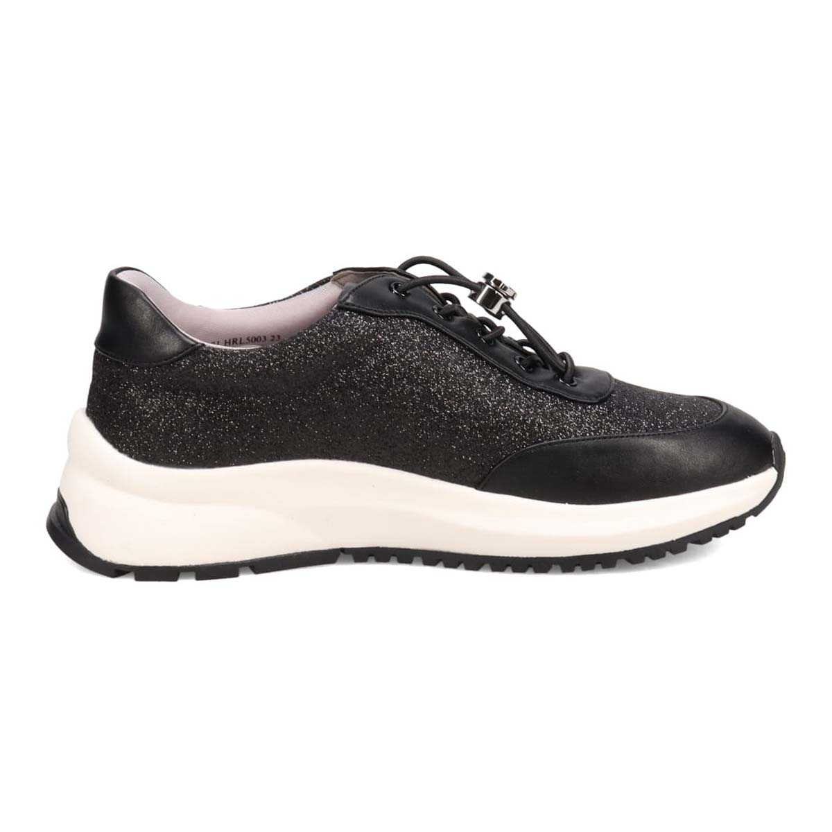 HIROKO KOSHINO FEMME グリッターとラインストーンで華やかなスニーカー　HRL5003 BLACK 23.0