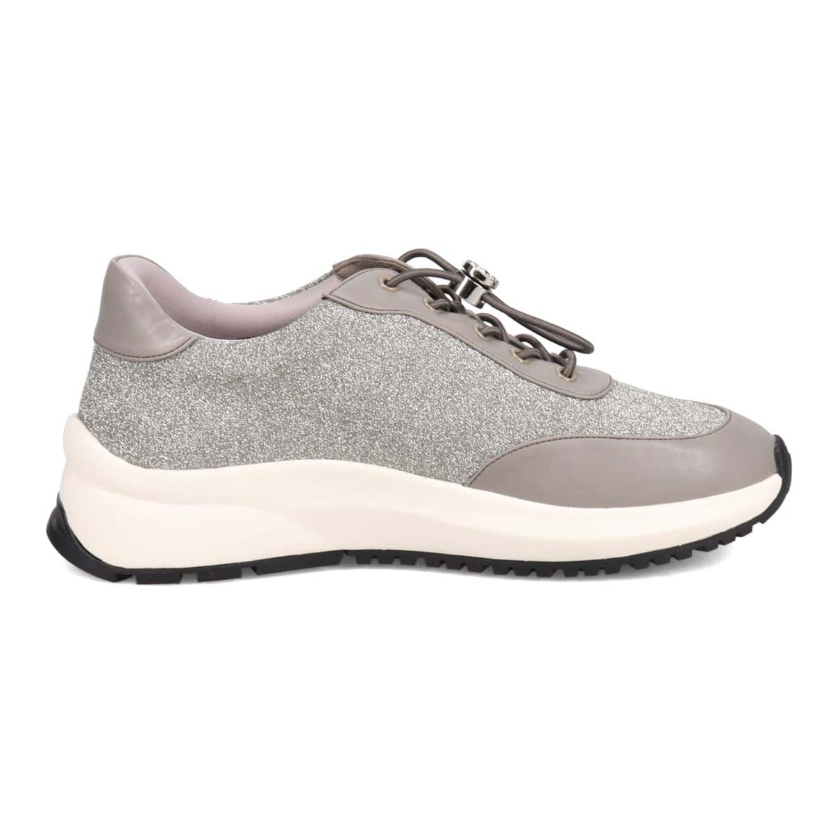 HIROKO KOSHINO FEMME グリッターとラインストーンで華やかなスニーカー　HRL5003 L-GRAY 23.0