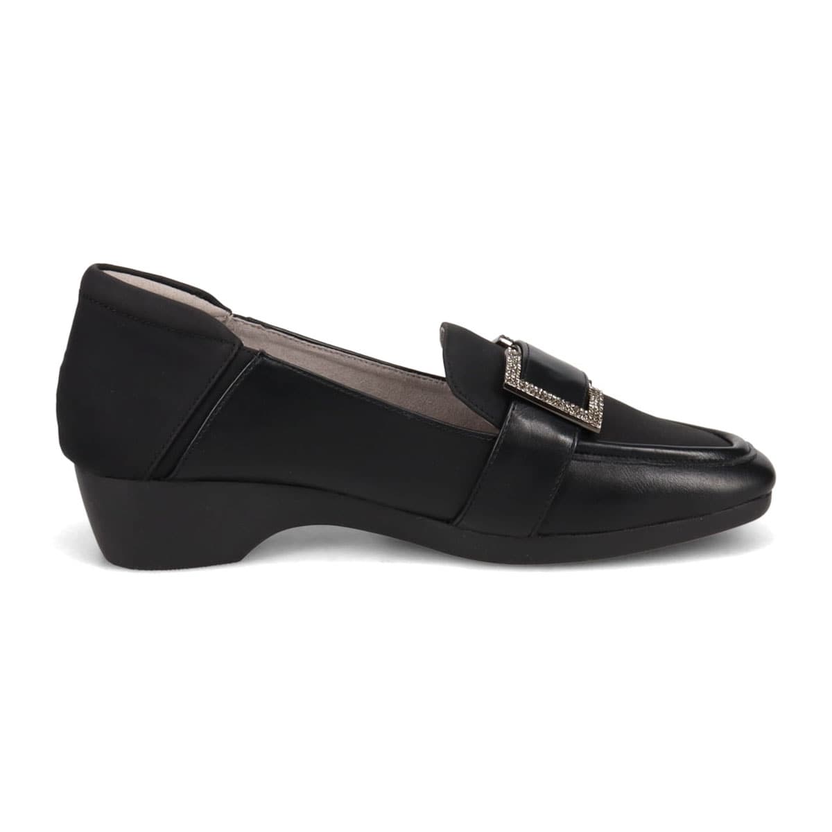HIROKO KOSHINO FEMME　足元に華やぎと上品さを ヌバック×スムース素材 コンビローファー　HRL5004 BLACK 23.0