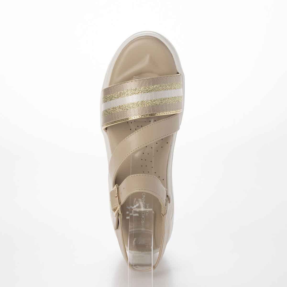 HIROKO KOSHINO FEMME スポーティーを華やかに。キラキラ輝くコードで魅せる大人スポーツサンダル　HRL7001 BEIGE M　(23.0～23.5)