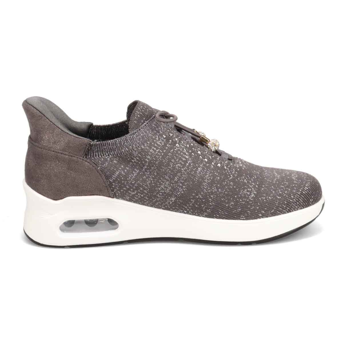 HIROKO KOSHINO FEMME ラメニットの大人可愛いスニーカー HRL9002 GRAY 23.0