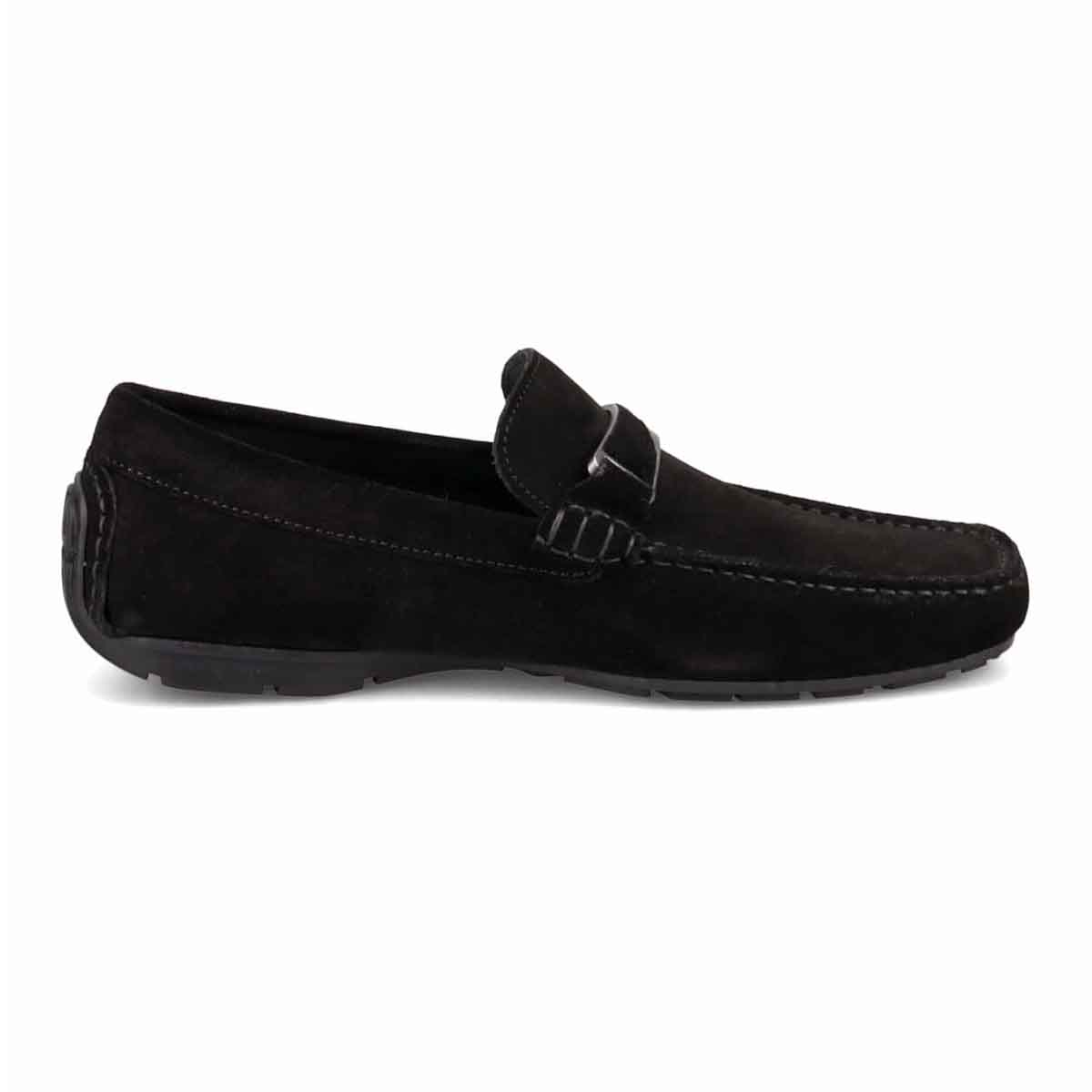 ランバンコレクション LANVIN COLLECTION 「Recovery Shiatsu Insole」搭載で指圧効果により血行をよくする。メタルパーツ付きスリッポンローファー　LV1018XR BLACK-VELOURS 25.0