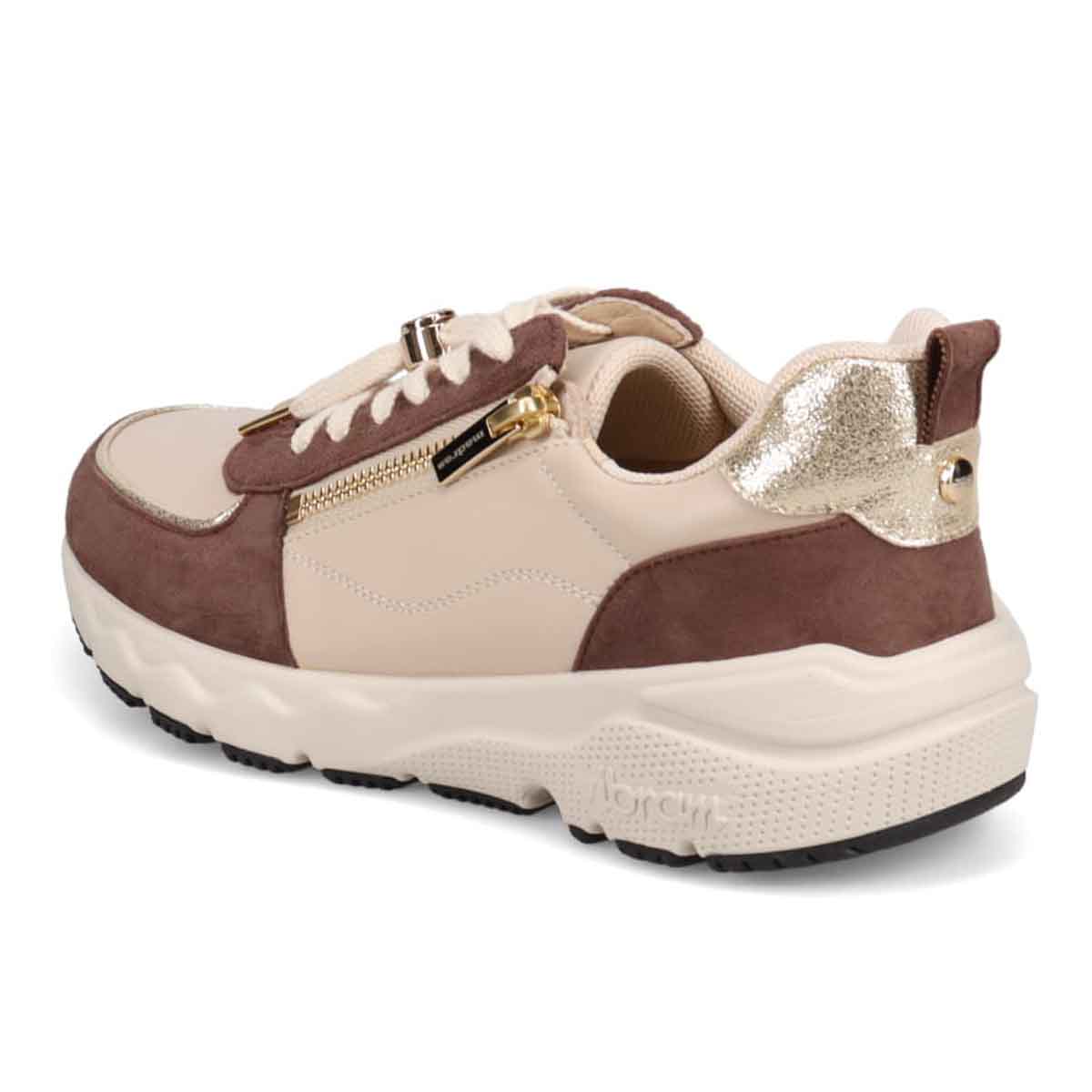 マドラス madras 特許 Recovery meta insole搭載  ゴールドがアクセントのエレガンでスタイリッシュなレザースニーカー　MAL9136AMT BROWN/C 6（23.0cm～23.5cm相当）