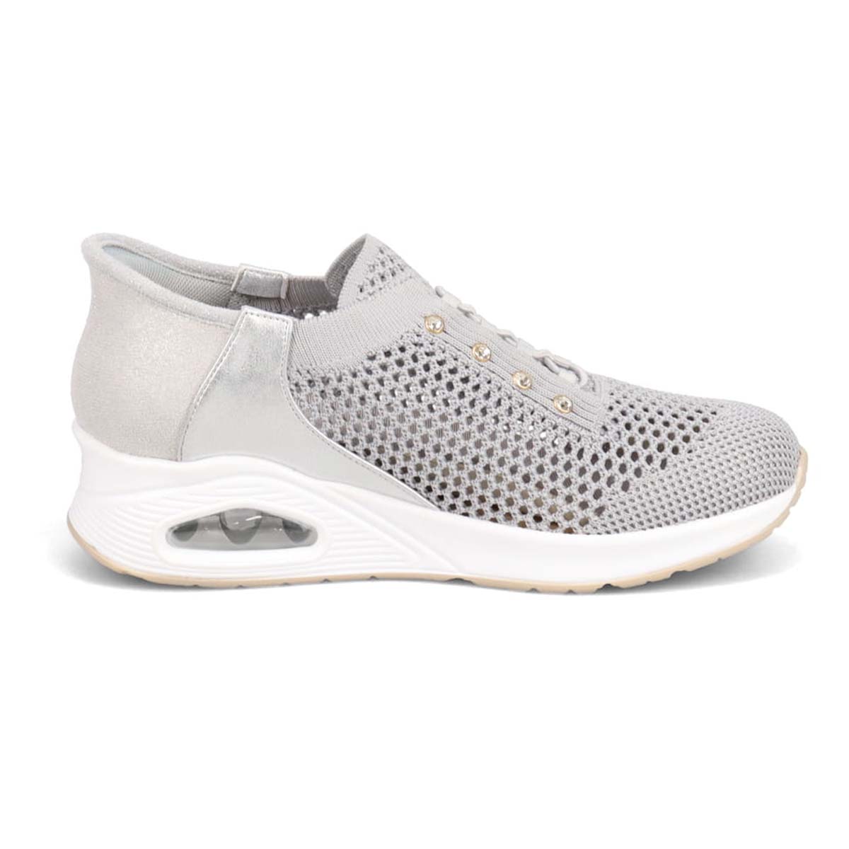 ミッシーデミッシー missy des missy スッと履ける ビジューニットスニーカー　MMD6202 GRAY 23.0