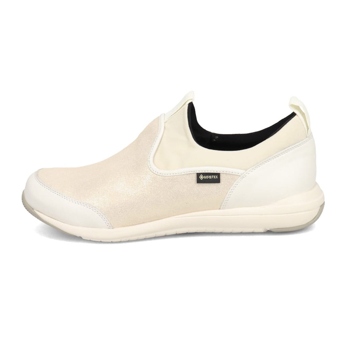 【GORE-TEX】マドラスウォーク madras Walk 「Recovery Shiatsu Insole」搭載で指圧効果により血行をよくする。スニーカー感覚で普段履きにもピッタリ！ さまざまなスタイルにも合うスリッポンスニーカー  MWL1006R WHITE-METALLIC 23.0
