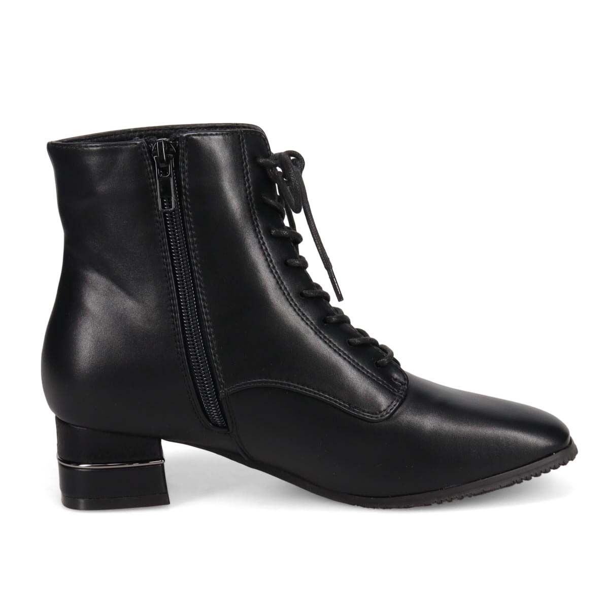 【撥水加工】テーン tehen メタルプレート入りのヒールがポイント♪トレンドアイテム・レースアップブーツ　TN1766A BLACK 23.0