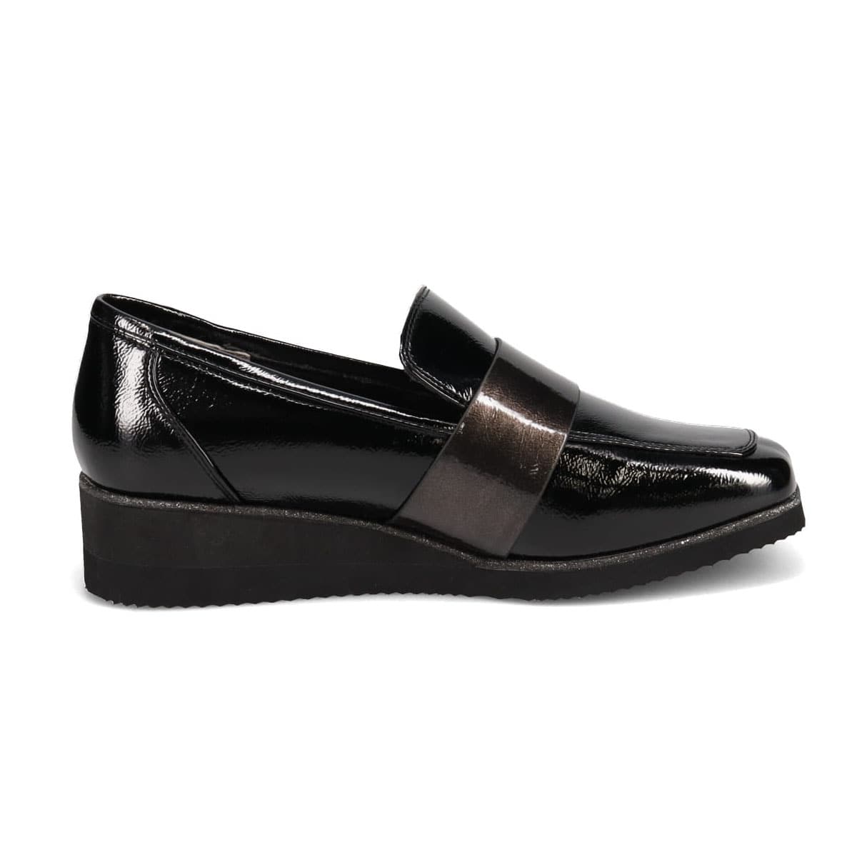テーン tehen クッションインソールで履き心地抜群、きれいめローファー　TN1775 BLACK-ENAMEL 23.0