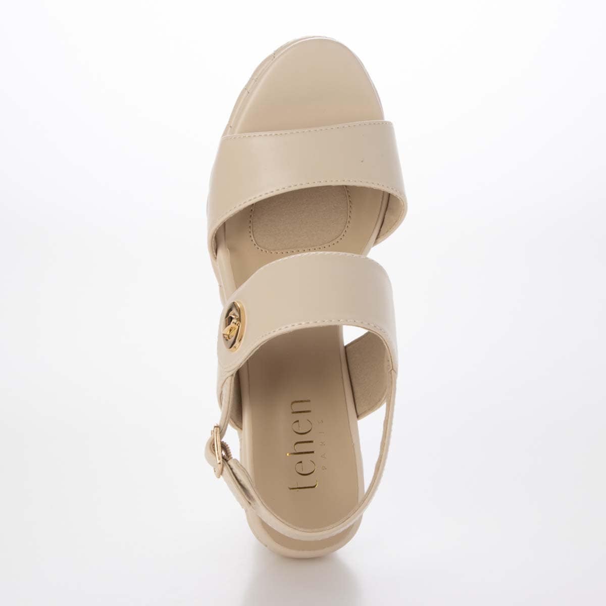 テーン tehen 高級感あふれる質感と、安定の7.5cmヒールで夏のお出かけをエレガントに。ウェッジサンダル　TN1808 BEIGE 23.0