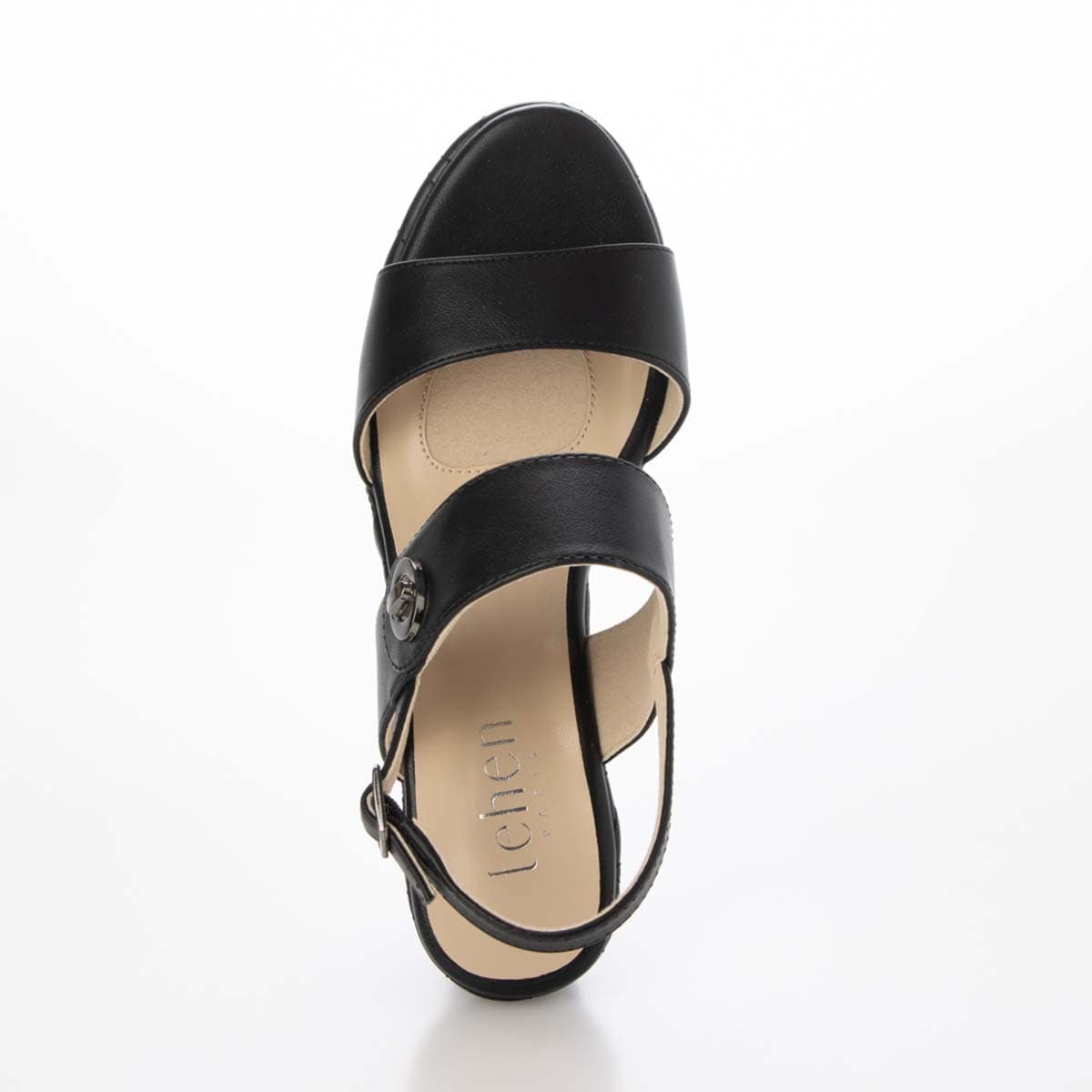 テーン tehen 高級感あふれる質感と、安定の7.5cmヒールで夏のお出かけをエレガントに。ウェッジサンダル　TN1808 BLACK 23.0