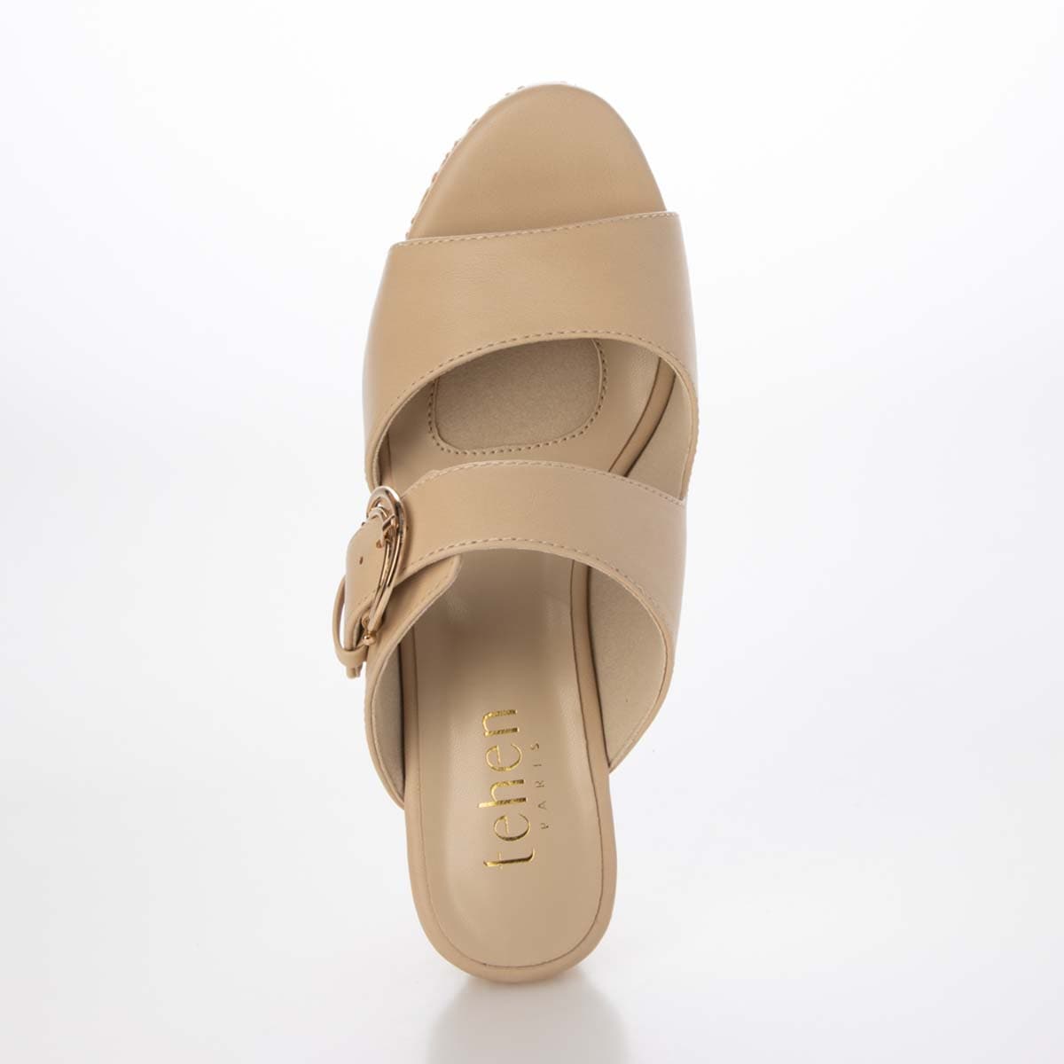 テーン tehen 旬の素材感とメタルパーツが織りなす、洗練された大人のリゾートスタイル。ウェッジ ミュールサンダル　TN1809 BEIGE 23.0