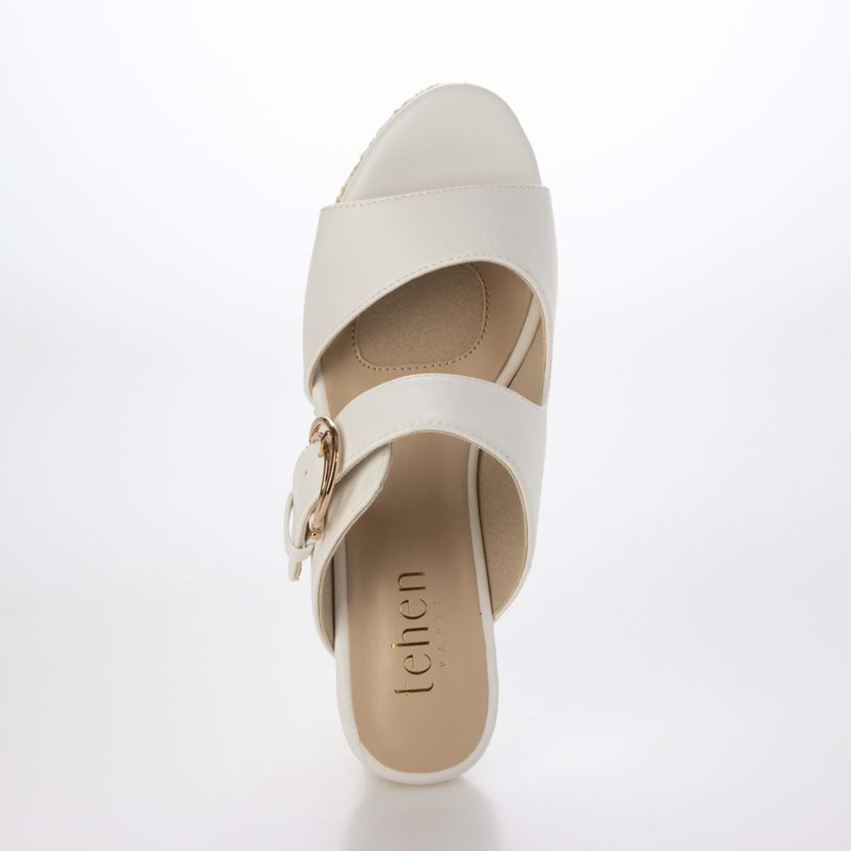テーン tehen 旬の素材感とメタルパーツが織りなす、洗練された大人のリゾートスタイル。ウェッジ ミュールサンダル　TN1809 WHITE 23.0