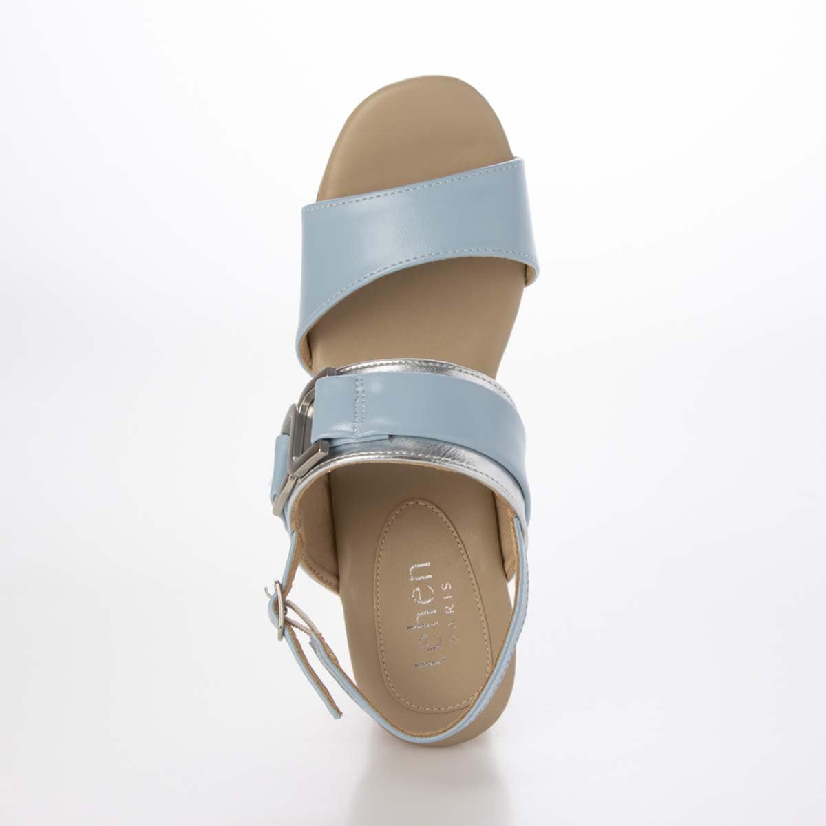 テーン tehen ウッド調のヒールが夏らしいアクセント。7.5cm大人の厚底ウェッジサンダル　TN2305 BLUE/C M　(23.0～23.5)