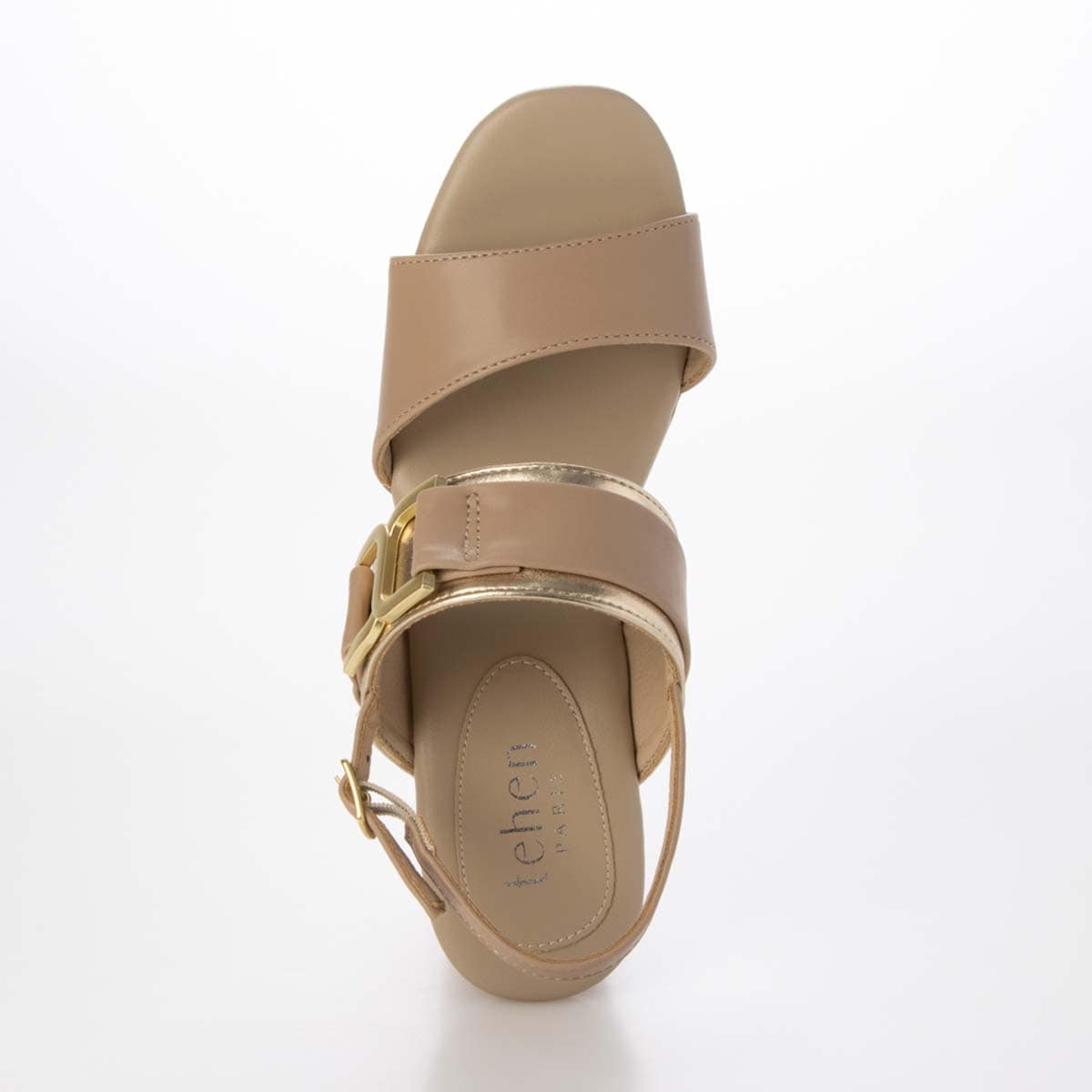 テーン tehen ウッド調のヒールが夏らしいアクセント。7.5cm大人の厚底ウェッジサンダル　TN2305 GREGE/C M　(23.0～23.5)