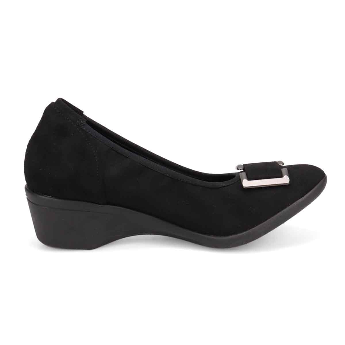 【撥水仕様】テーン tehen 5cmヒールのバックルパンプス TN4030 BLACK-SILKY M(23.0cm相当)