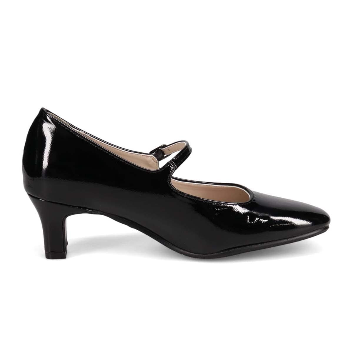 テーン tehen 甲ストラップ付　5.5cmヒールベーシックパンプス　TN5514 BLACK-ENAMEL 23