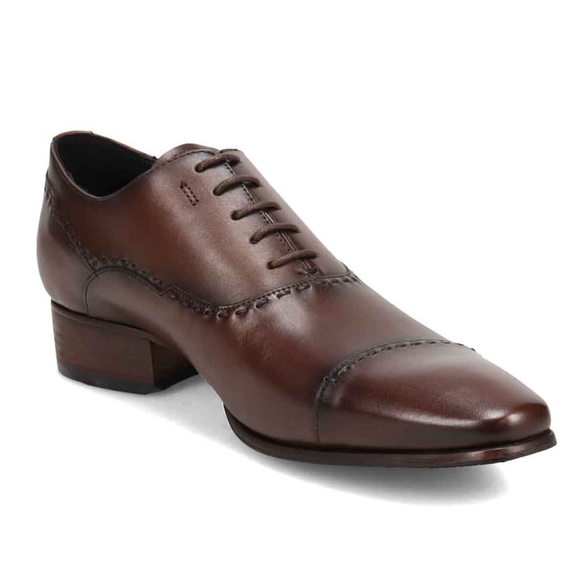 KATHARINE HAMNETT LONDON　ロングノーズ・ストレートチップビジネスシューズ　31683 D-BROWN 25.0