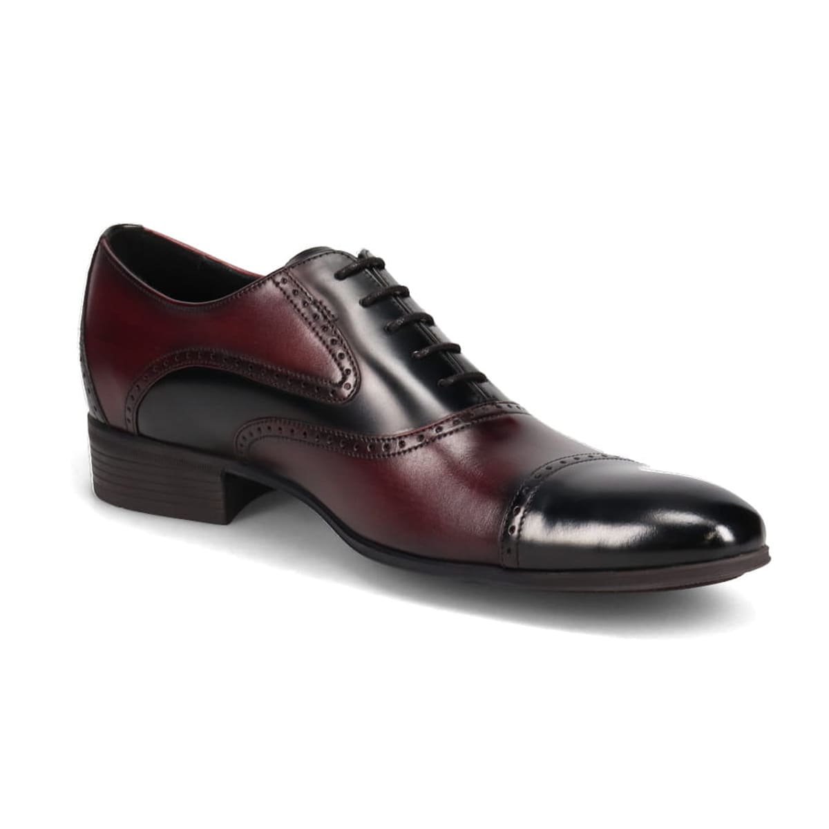 LANVIN COLLECTION　ブラックシャイニーバイカラーコンビ オックスフォード ドレスシューズ　83379 BORDEAUX 25.0