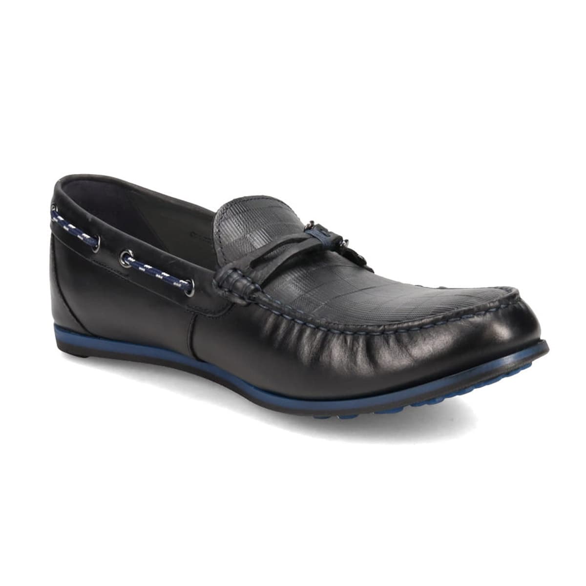 LANVIN en Bleu　ブロックチェックエンボスレザー ドライビングシューズ　86481 BLACK 25.0