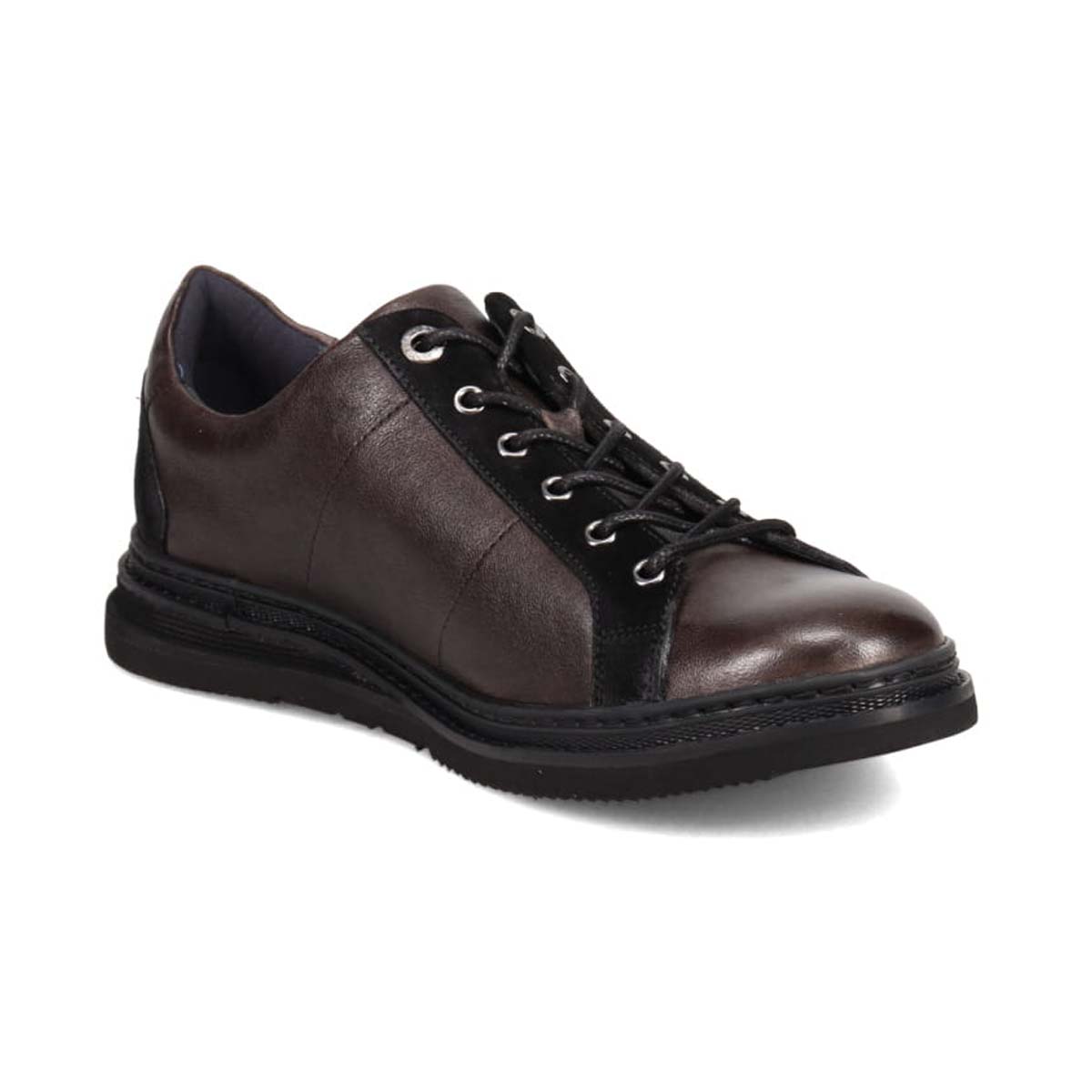 ランバンオンブルー LANVIN en Bleu  レースアップコンビネーションレザースニーカー　86553 D-GRAY 25.0
