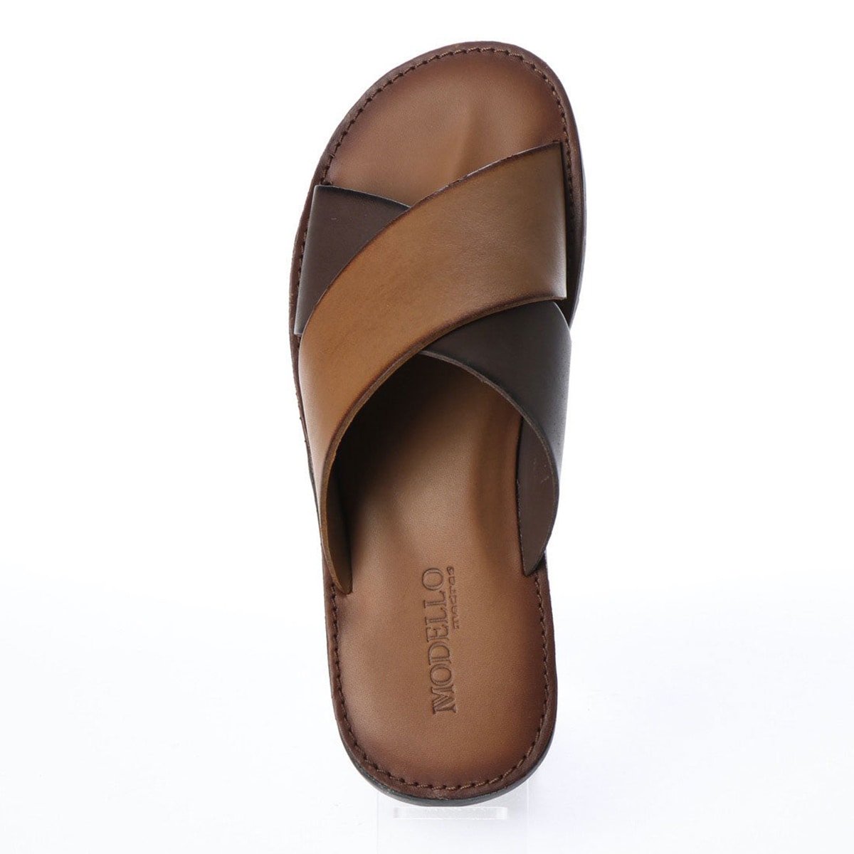 モデロ MODELLO 本革 高級 レザーサンダル DM5129 BROWN/DARKBROWN 40 (25.0～25.5)
