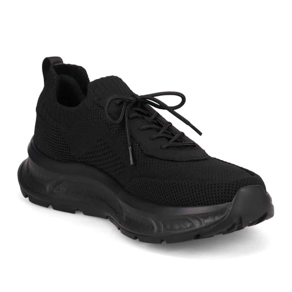 モデロ MODELLO 「Recovery Shiatsu Insole」搭載で指圧効果により血行をよくする。厚底ニット レースアップスニーカー　DM6530R BLACK 25.0