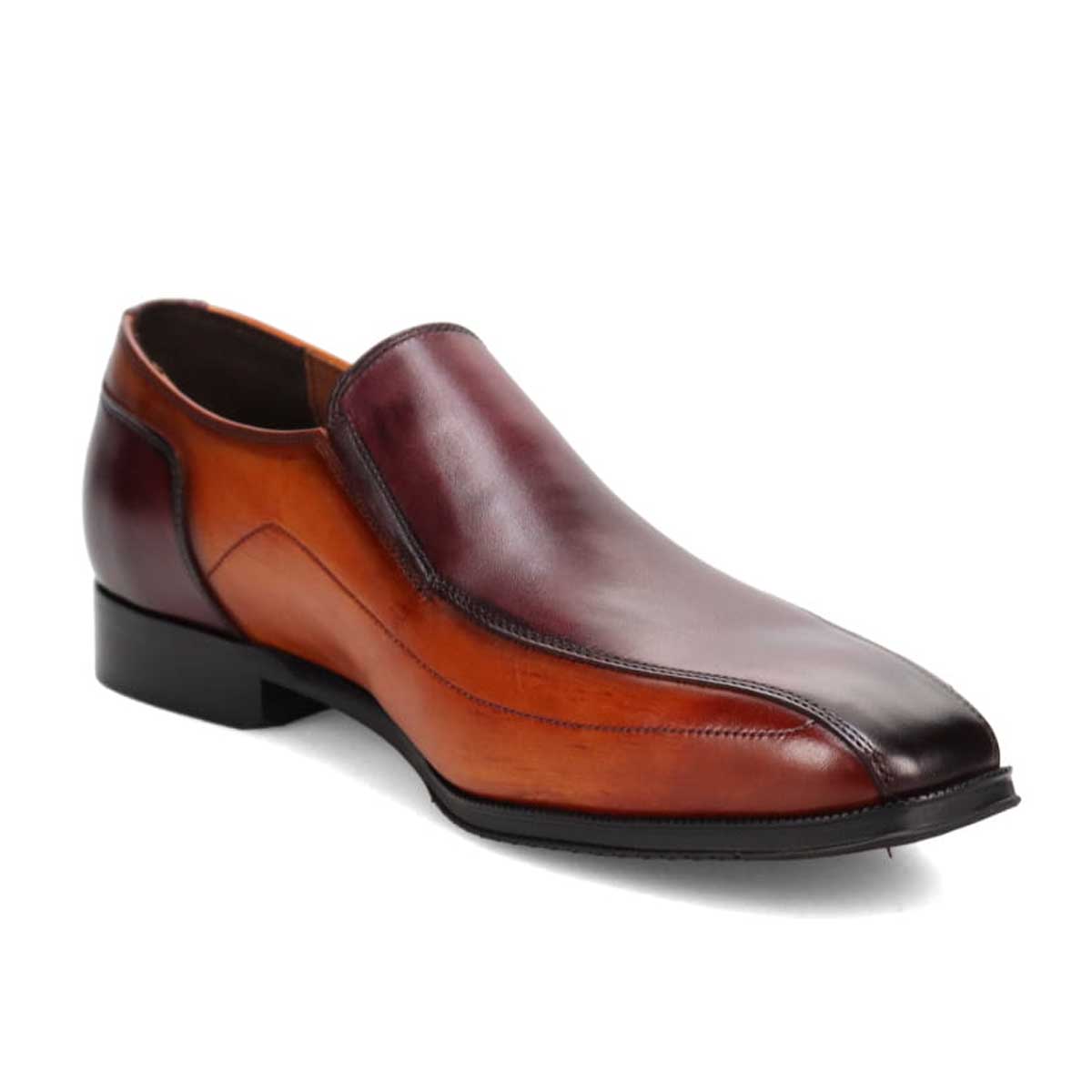 世界初のカバロス加工シリーズ モデロ MODELLO スワールモカ スリッポンビジネスシューズ　DM8203 WINE/BROWN 25.0
