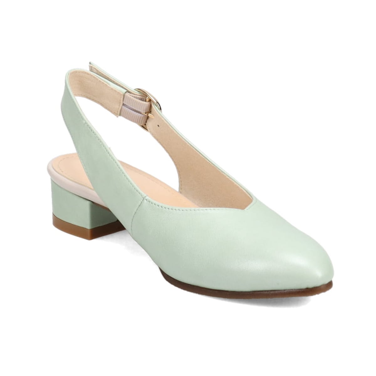 【抗ウイルス・抗菌加工】深めのVカットが可愛い ポインテッドバックストラップパンプス　DML1307 GREEN 23.0