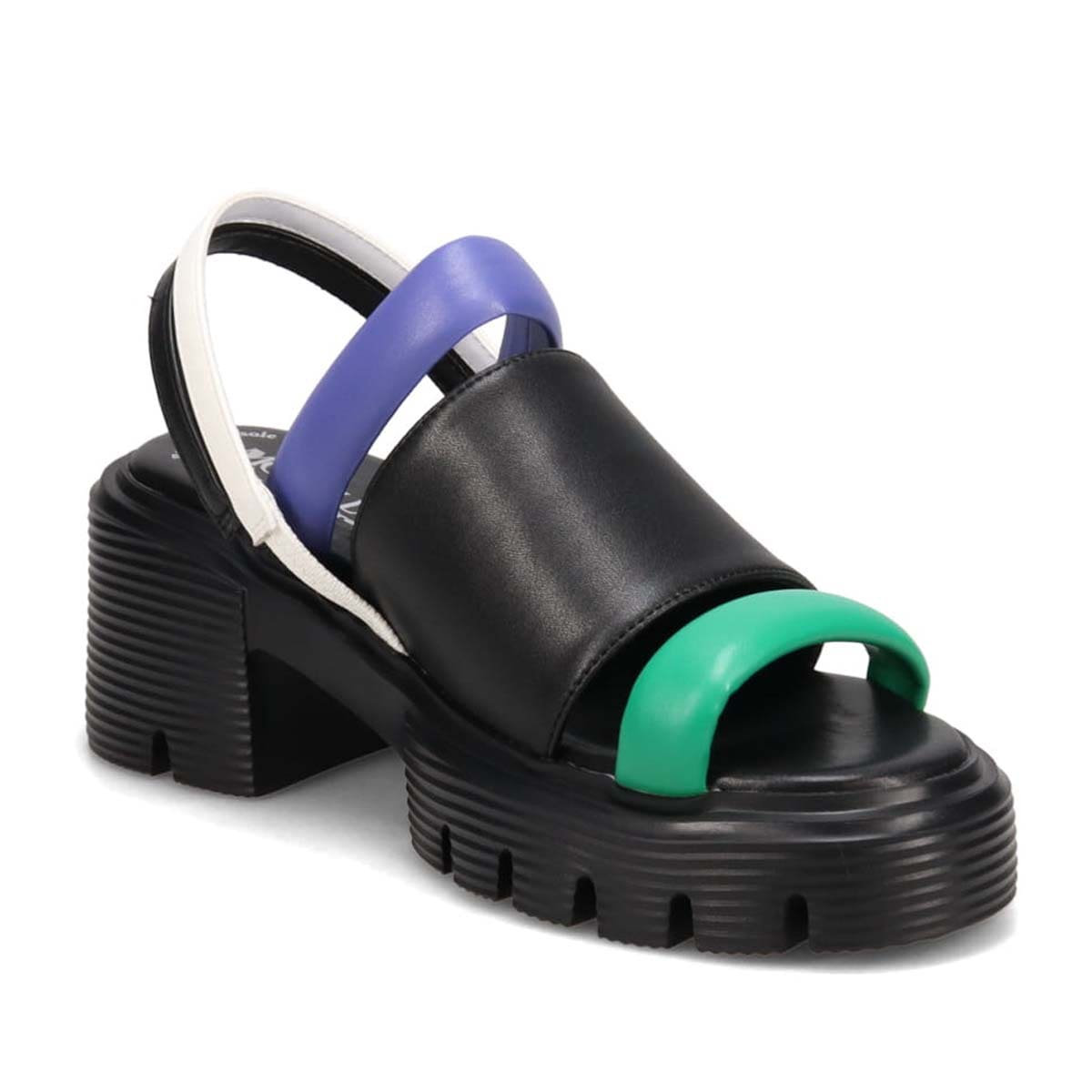 モデロ MODELLO 「リカバリーインソール」搭載で指圧効果により血行を115％促進。Recovery厚底ヒールサンダル　DML5053R BLACK/C 23.0