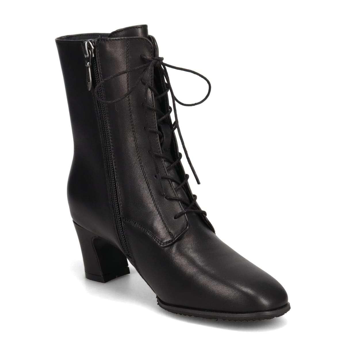 【撥水仕様】モデロMODELLO5.5cmヒールレースアップショートブーツDML5503X BLACK 23.0