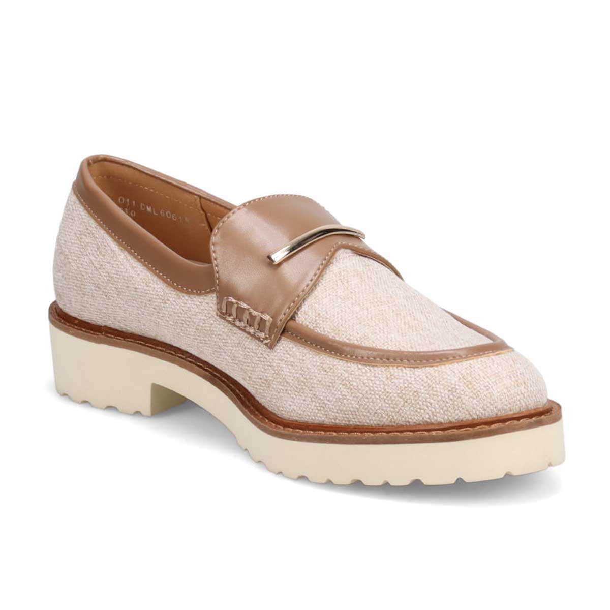 【撥水仕様】モデロ MODELLO 「リカバリーインソール」搭載で指圧効果により血行を115％促進。バー金具付き Recovery厚底ローファー　DML6061R BEIGE/C 23.0