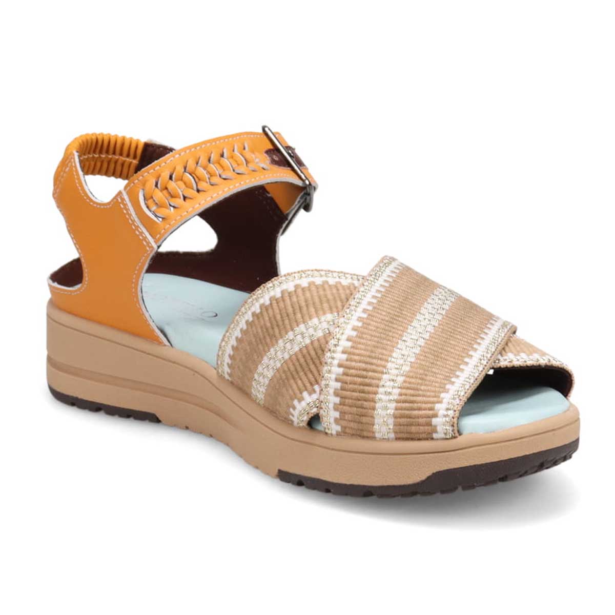 モデロ MODELLO 「リカバリーインソール」搭載で指圧効果により血行を115％促進。Recoveryクロスベルトプラットフォームサンダル　DML6064R BEIGE/C 23