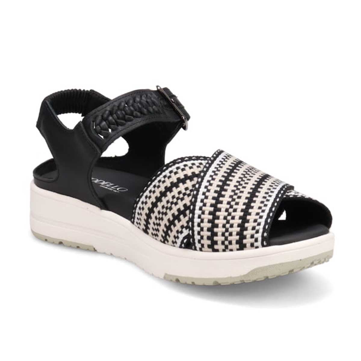 モデロ MODELLO 「リカバリーインソール」搭載で指圧効果により血行を115％促進。Recoveryクロスベルトプラットフォームサンダル　DML6064R BLACK/C 23