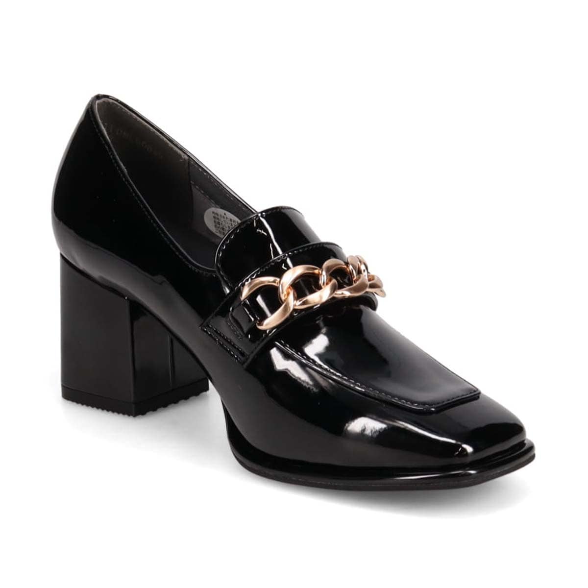 モデロ MODELLO 「リカバリーインソール」搭載で指圧効果により血行を115％促進。Recoveryチャンキーヒールローファー　DML6066R BLACK-ENAMEL 23.0