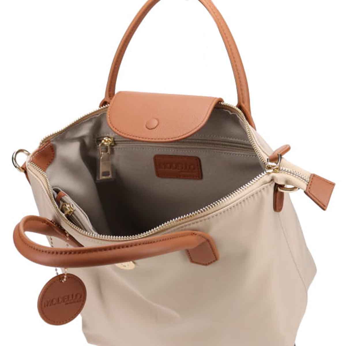 モデロ MODELLO　【王道キレイめ】2WAY高機能デイリーナイロントートバッグ　DMLB401 L-BEIGE FREE