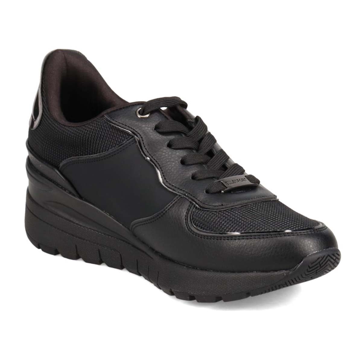 【BLACK LABEL】エル スポーツ ELLESPORT スッと履けるクイックフィット　レイン仕様  ニットレースアップスニーカー　ESP12595 BLACK 23.0