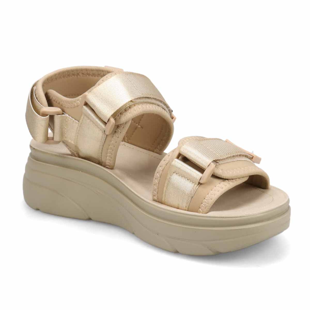 エル スポーツ ELLESPORT 　2本ベルト厚底スポーツサンダル　ESP12607 BEIGE M（23～23.5ｃｍ）