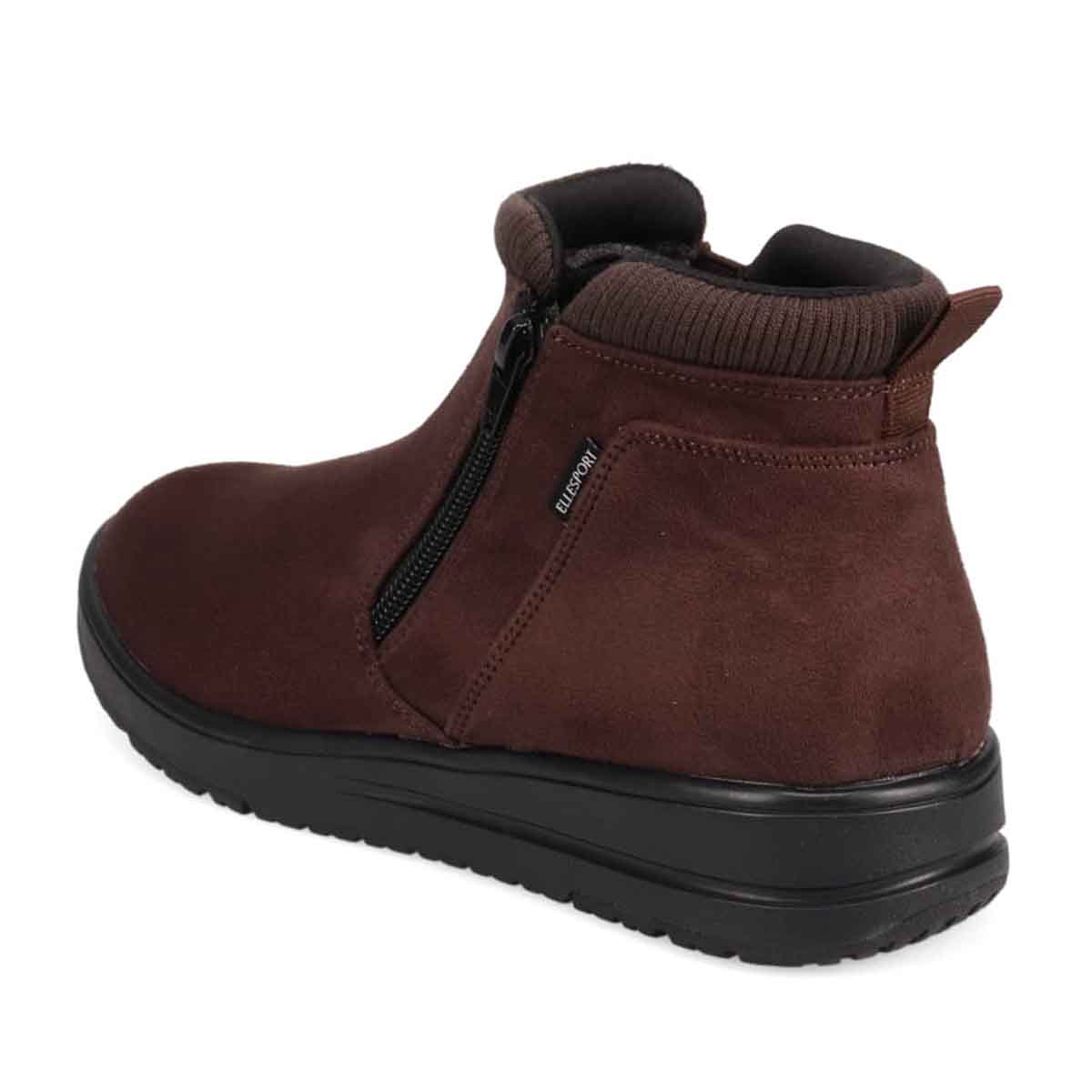 【4cm4時間防水設計】エル スポーツ ELLESPORT サイドファスナーショートブーツ ESP12610 D-BROWN-SILKY 23.0