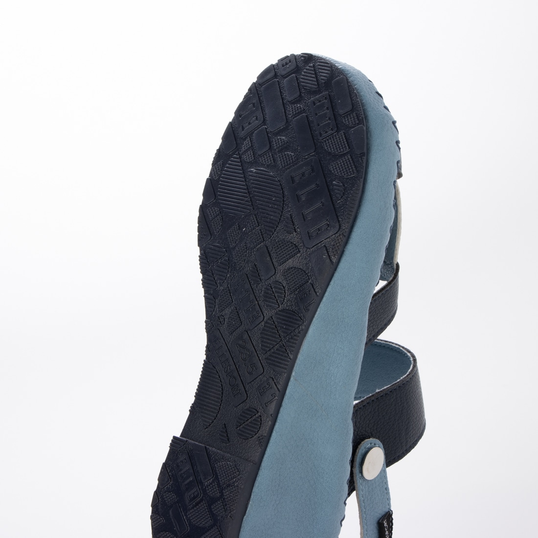 エル スポーツ ELLESPORT　伸びるラフィア2WAYウェッジサンダル NAVY/BLUE 23