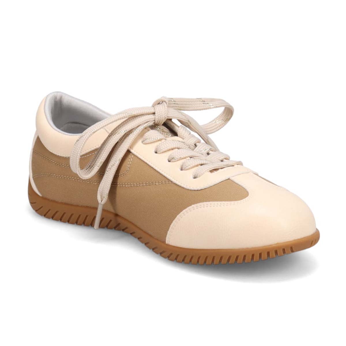 エル スポーツ ELLESPORT ドライビングレースアップスニーカー BEIGE-TX 23.0