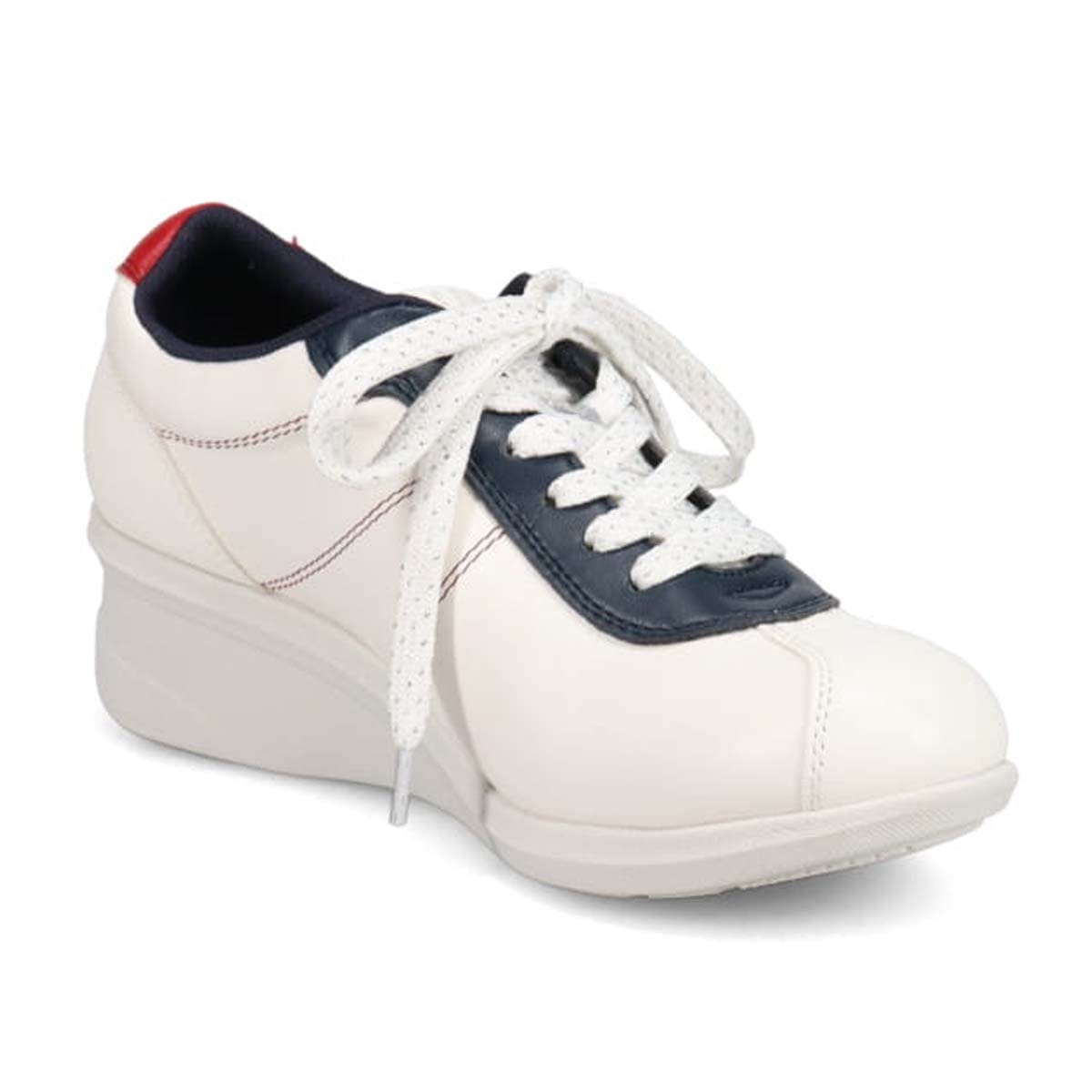 エル スポーツ ELLESPORT レースアップウェッジスニーカー　ESP14707 WHITE-MULTI 23.0