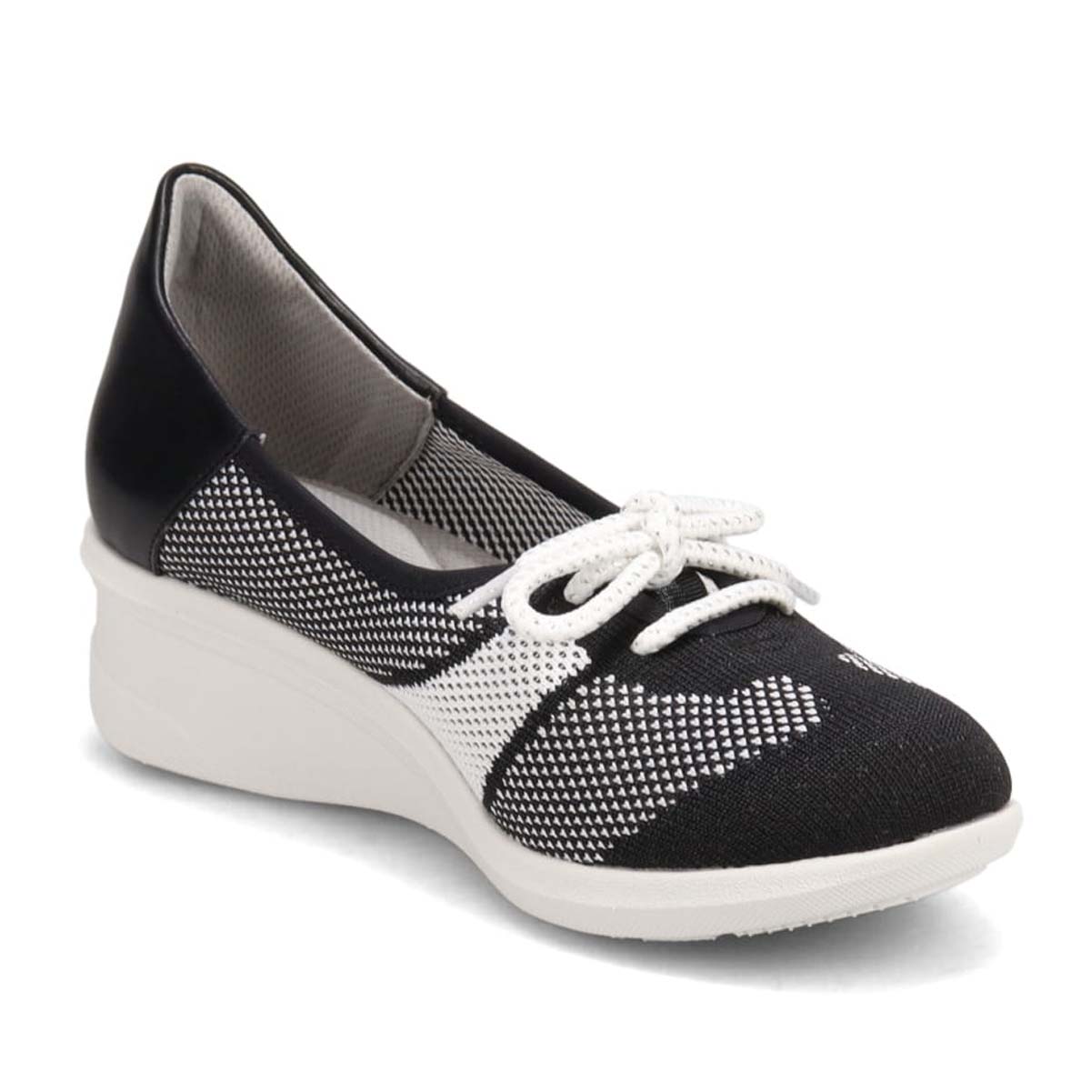 エル スポーツ ELLESPORT ニットショートレースアップシューズ　ESP14709 BLACK/WHITE 23.0