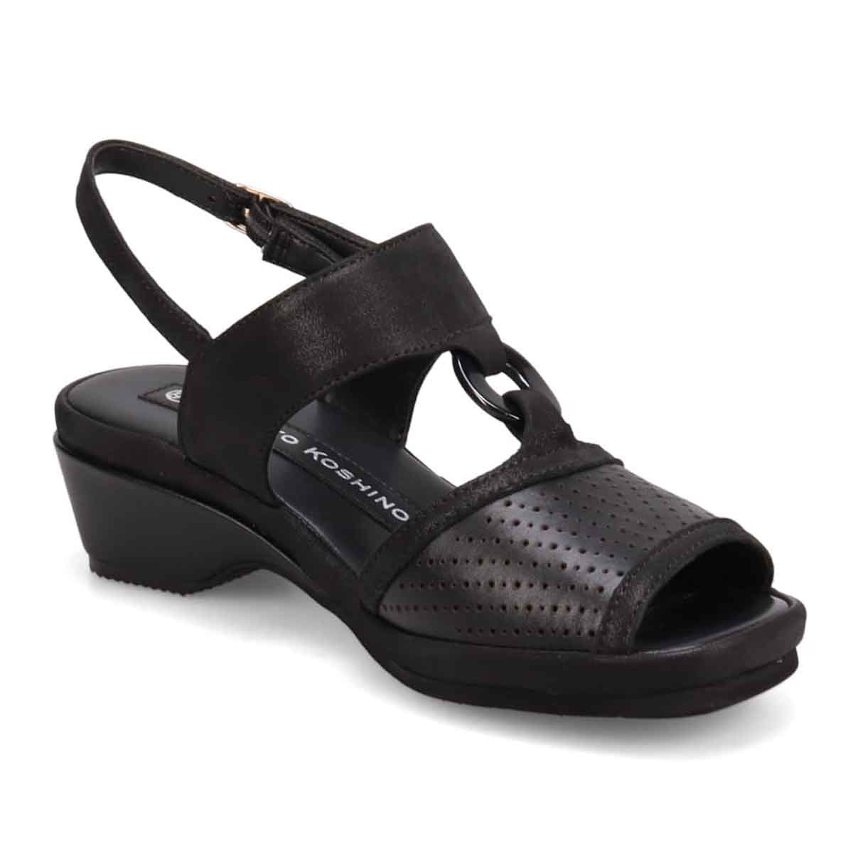 HIROKO KOSHINO バックストラップウェッジサンダル　HKL7528 BLACK M　(23.0～23.5)