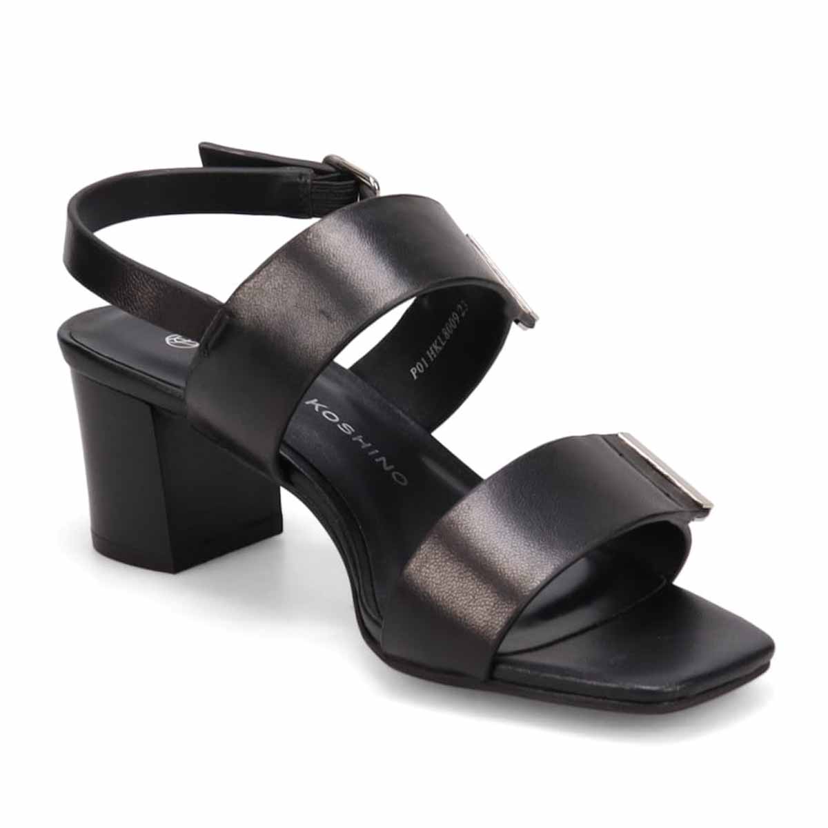 HIROKO KOSHINO 安定の太めヒール バックストラップ 5.5cmヒールサンダル　HKL8009 BLACK 23