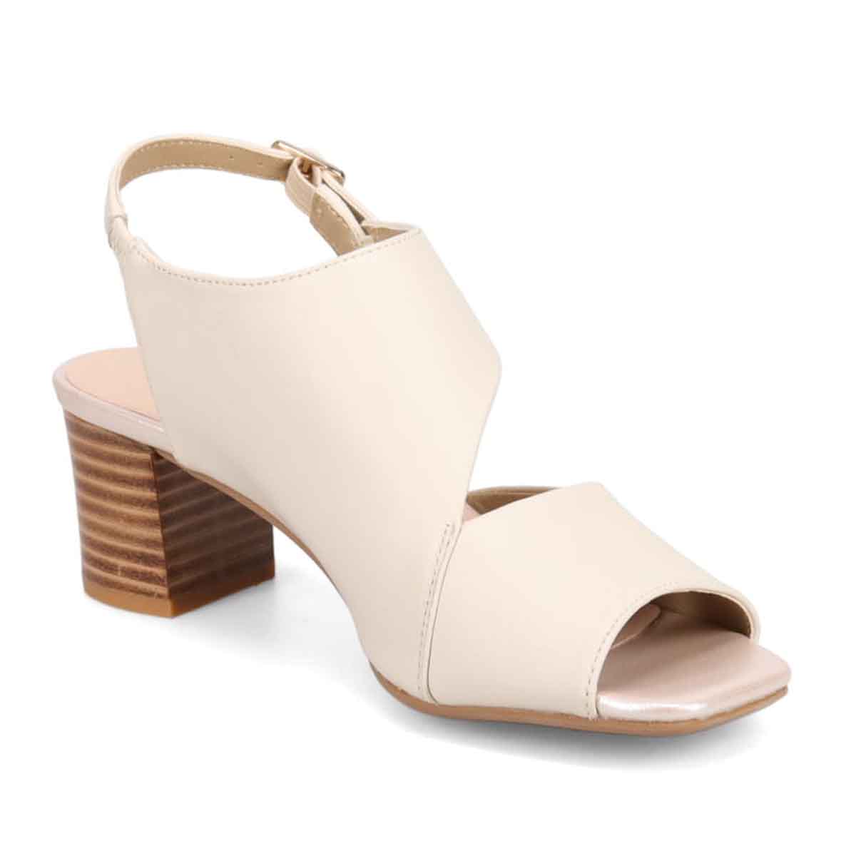 HIROKO KOSHINO  安定感と美脚を叶える 甲深デザイン 5.5cmヒールサンダル　HKL8010 IVORY 23.0