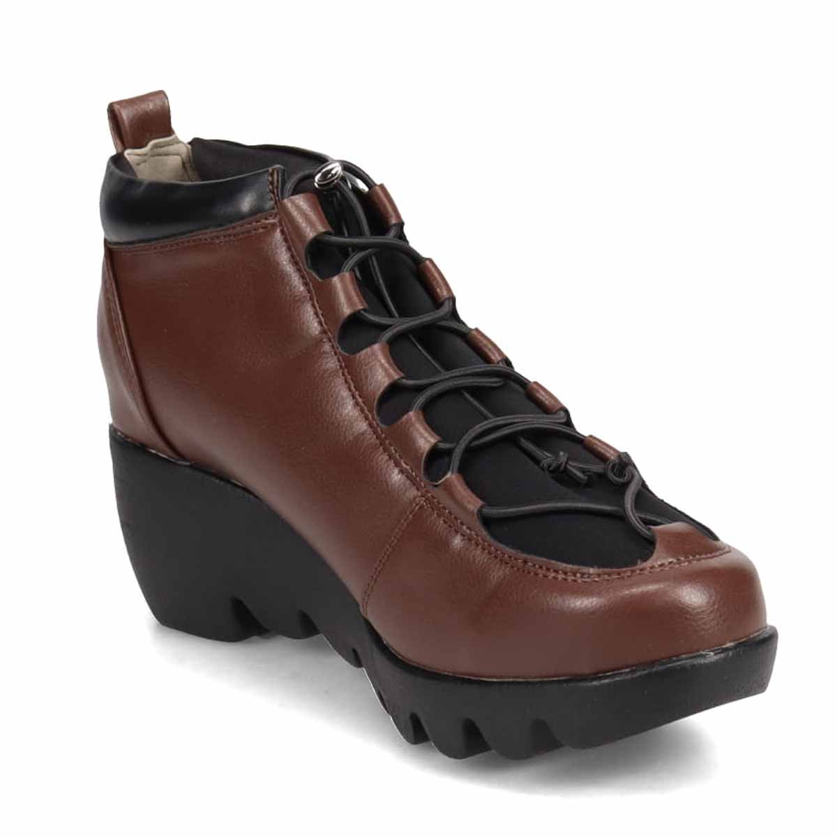 【撥水加工】HIROKO KOSHINO FEMME　ウェーブソール レースアップカジュアルアンクルブーツ　HRL1001 D-BROWN M　(23.0～23.5)